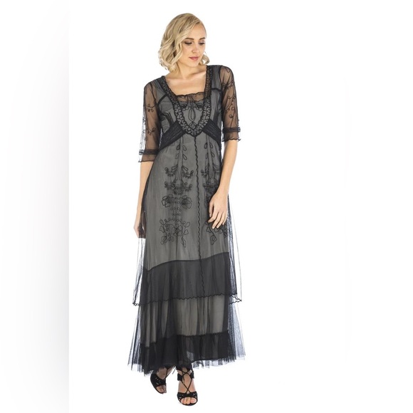Nataya Black Lace Midi Dress - Picture 1 of 7